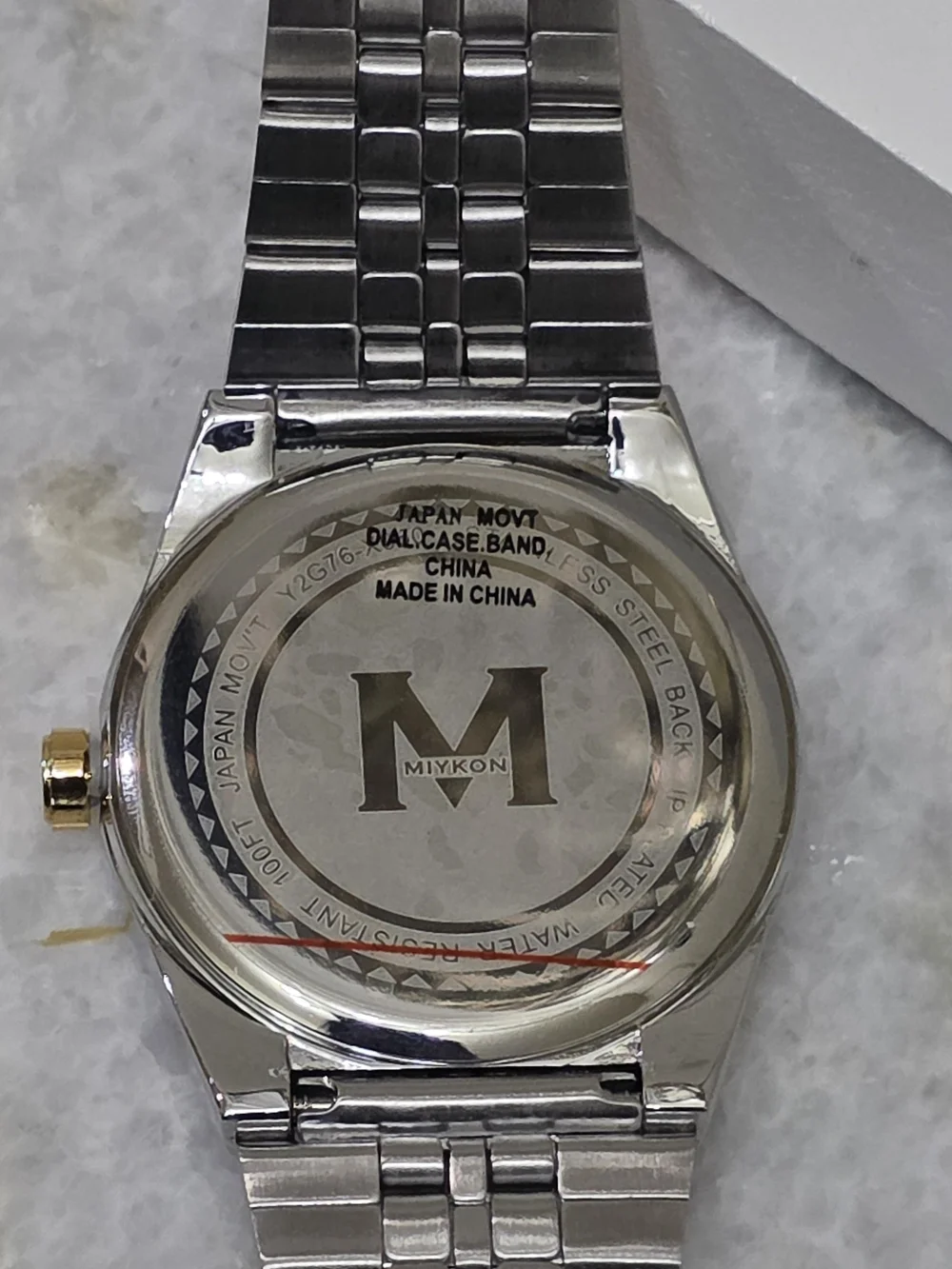 Miykon Two Tone Watch Gray Dial Stainless Steel Silver and Gold Unisex